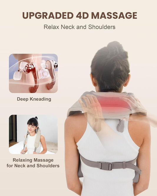 Aforword Neck and shoulder massager with deep tissue kneading and heat therapy for pain relief and full-body relaxation