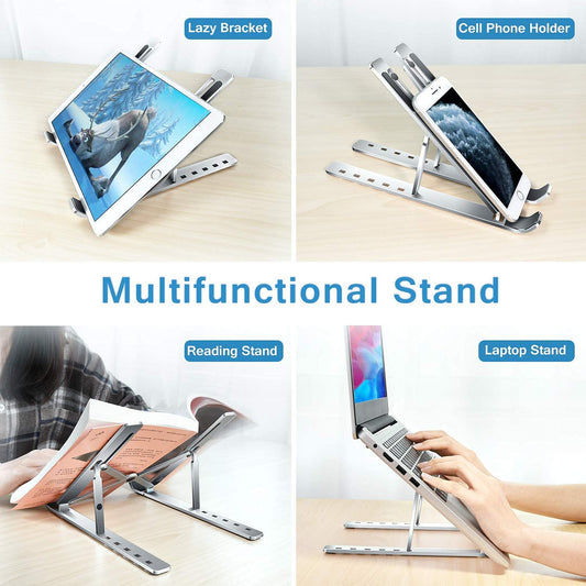 Aforword Adjustable Aluminium Laptop Stand – Foldable Portable Desk Stand for Laptop & Tablet