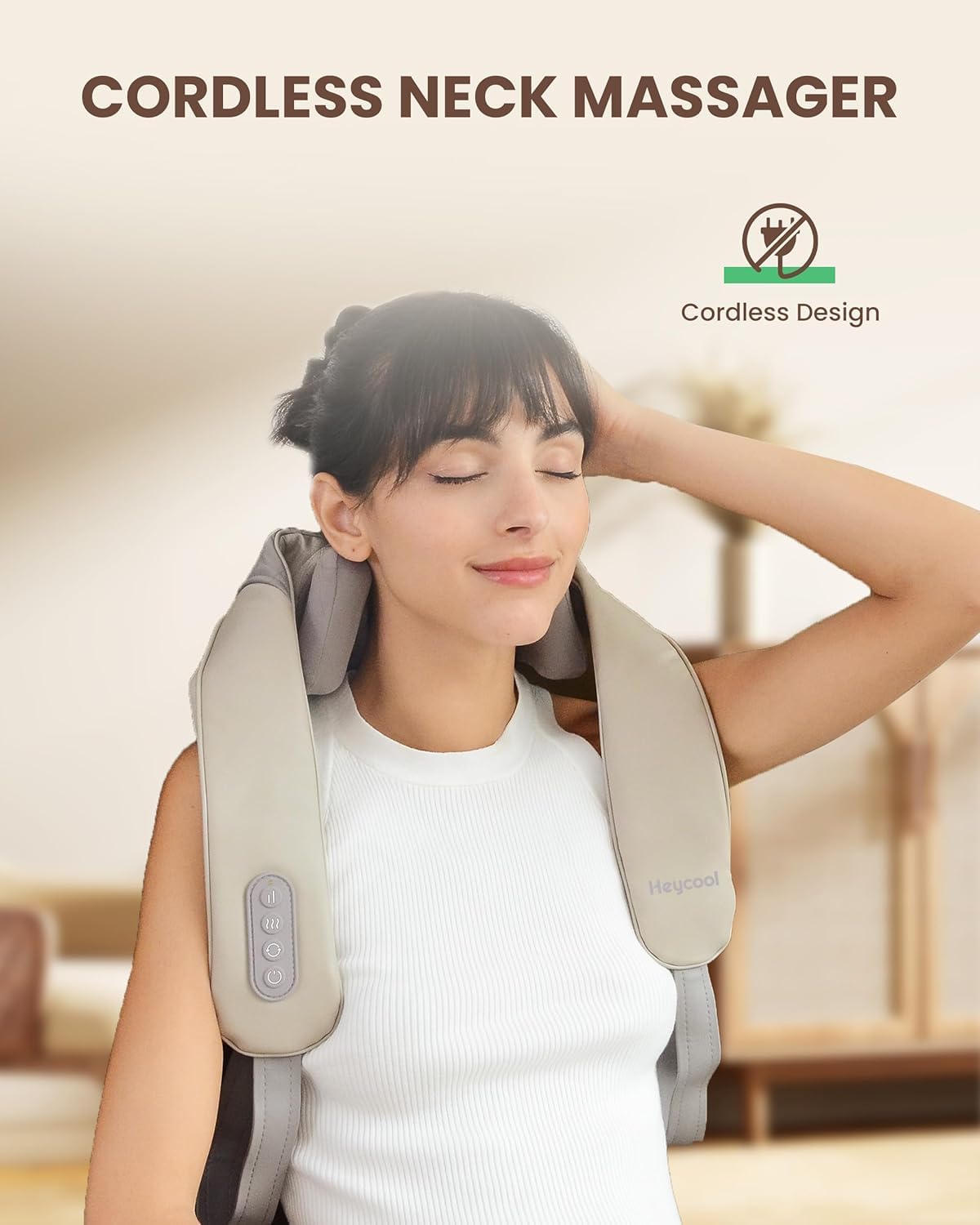 Aforword Neck and shoulder massager with deep tissue kneading and heat therapy for pain relief and full-body relaxation