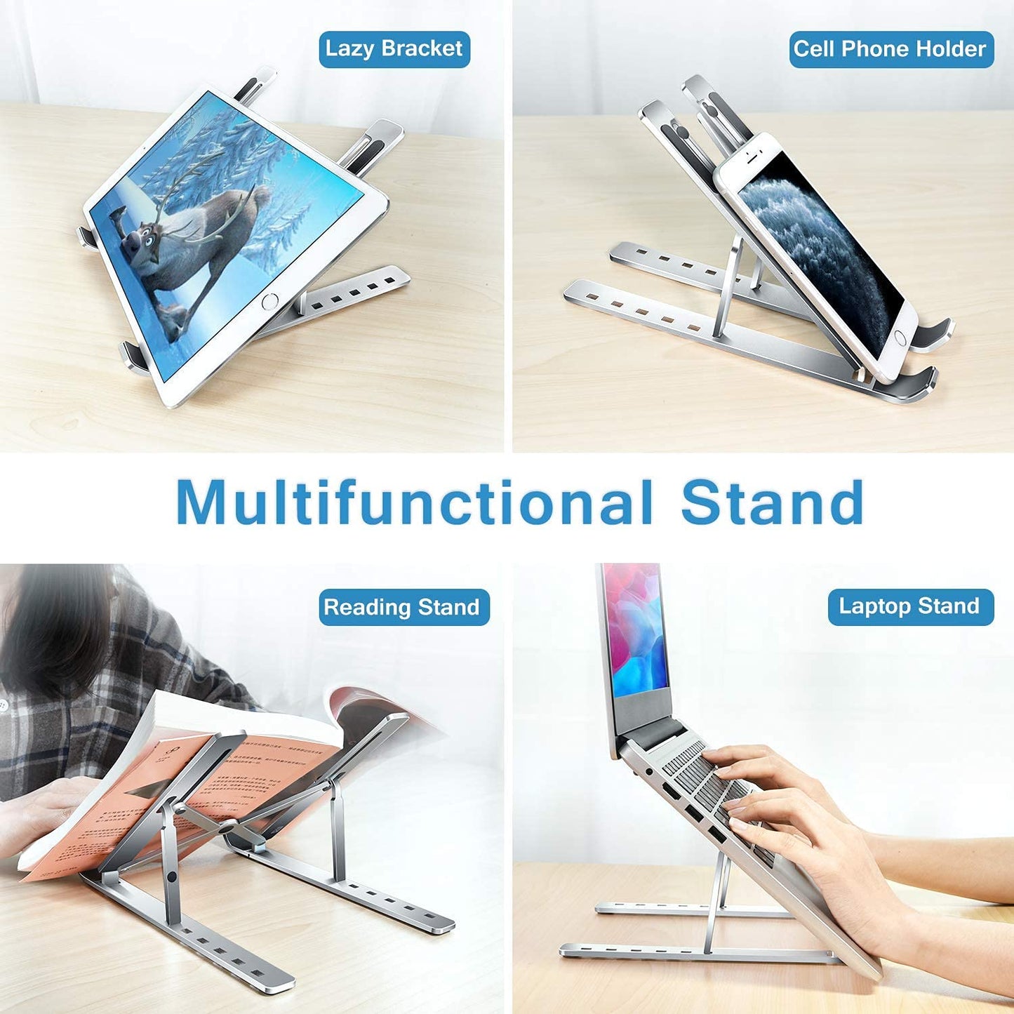 Aforword Adjustable Aluminium Laptop Stand – Foldable Portable Desk Stand for Laptop & Tablet