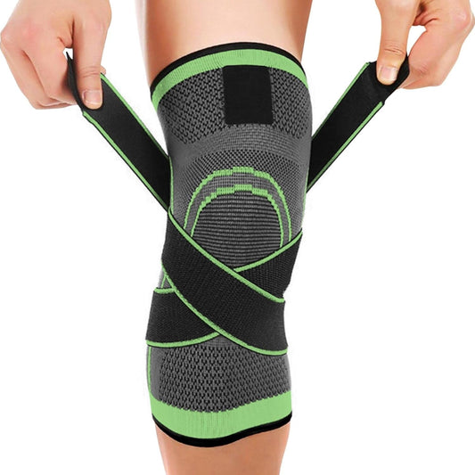 Aforword Adjustable Knee Support Brace with Compression Sleeve & Dual Straps (Black & Green)