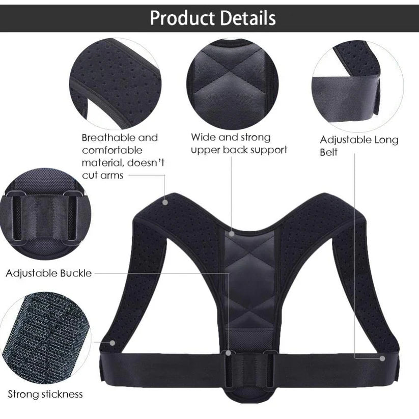 Aforword Adjustable Posture Corrector Belt for Men & Women | Upper Back & Shoulder Support Brace & Back Pain Relief