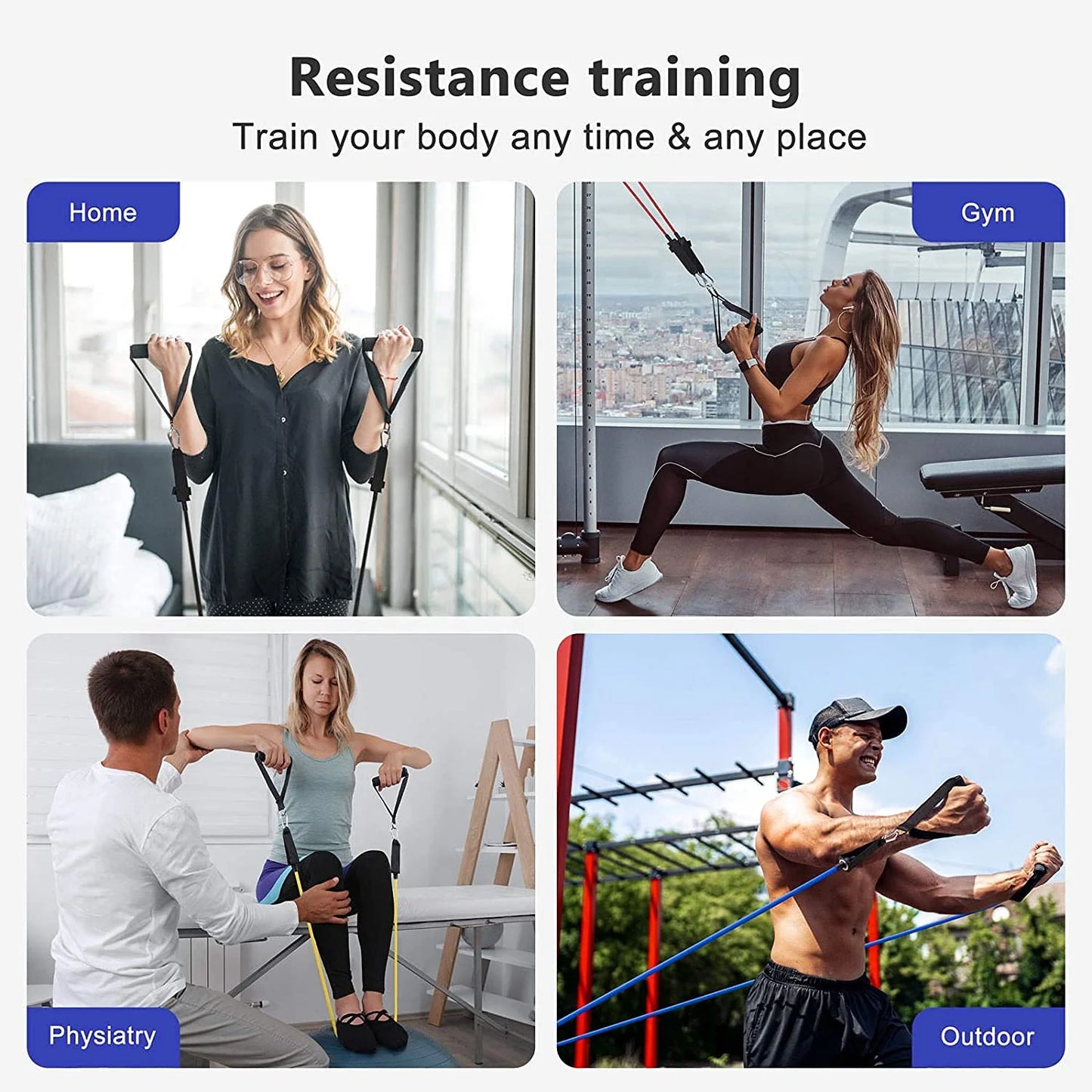 Aforword Resistance Exercise Bands with Door Anchor, Handles, Waterproof Carry Bag, Legs Ankle Straps for Resistance Training