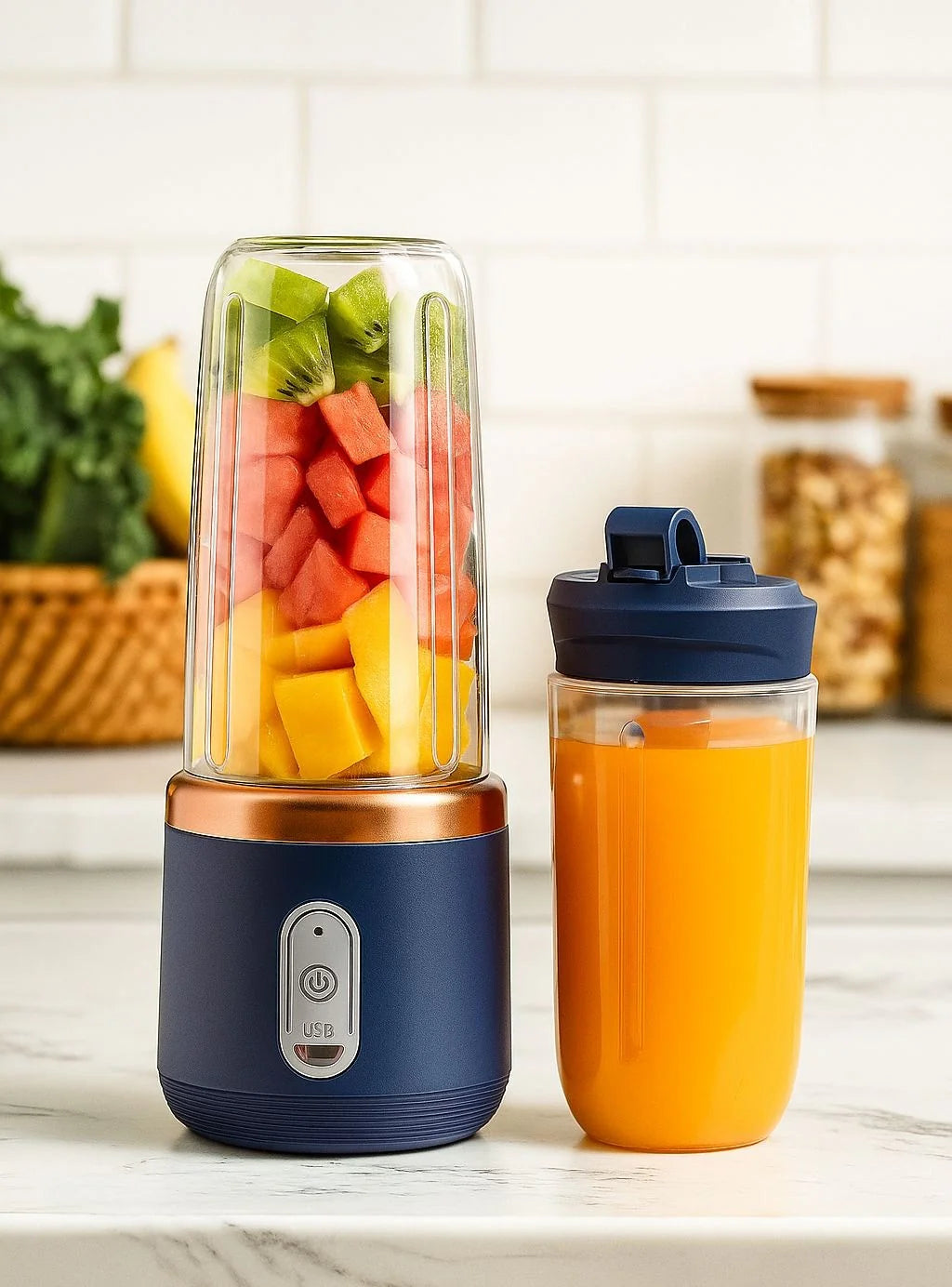 Aforword Compact USB Rechargeable Mini Blender for Juices Smoothies and Shakes